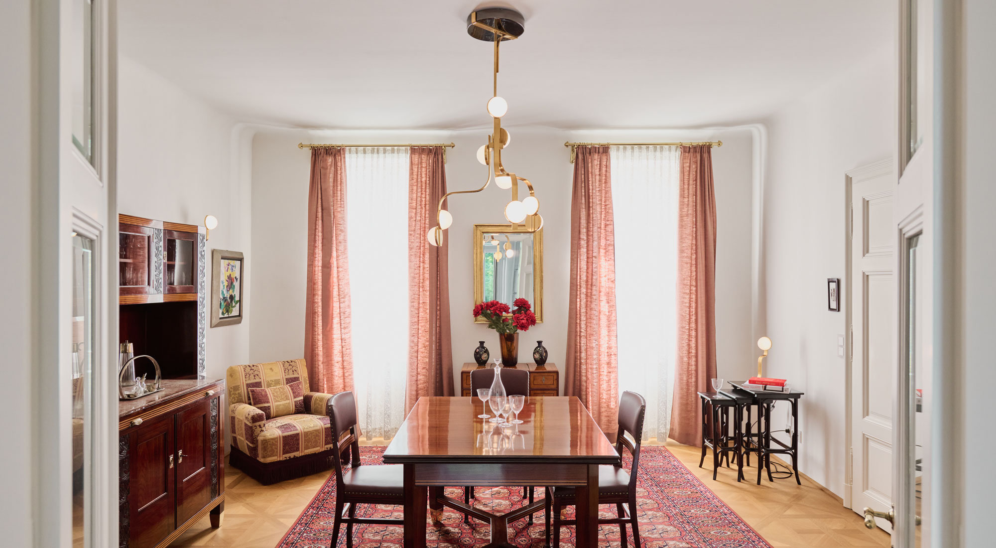 Looking into the dining room